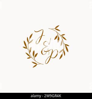 JP initial wedding monogram logo design Stock Vector