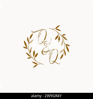 QQ initial wedding monogram logo design Stock Vector