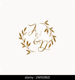 AD initial wedding monogram logo design Stock Vector