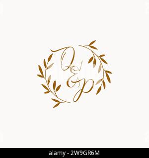 QP initial wedding monogram logo design Stock Vector