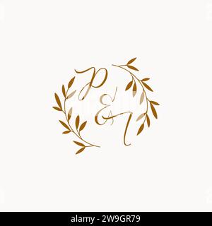 PI initial wedding monogram logo design Stock Vector