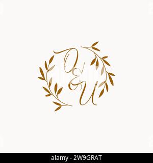 OU initial wedding monogram logo design Stock Vector