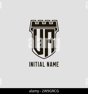 VR monogram initial name with shield shape icon design vector graphic ...