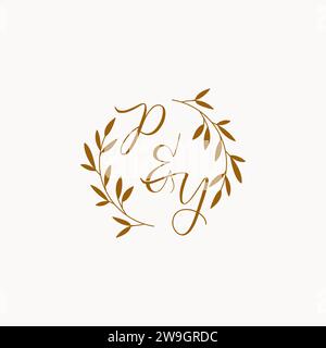 PY initial wedding monogram logo design Stock Vector