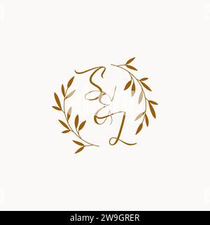 SL initial wedding monogram logo design Stock Vector
