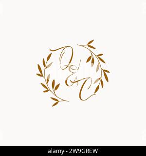 QC initial wedding monogram logo design Stock Vector