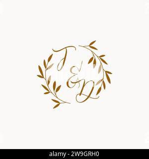 TD initial wedding monogram logo design Stock Vector