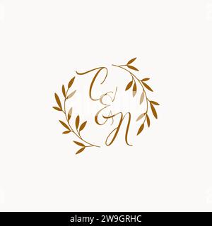CN initial wedding monogram logo design Stock Vector