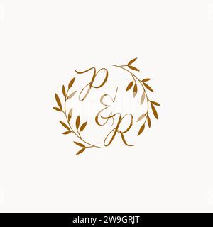 PR initial wedding monogram logo design Stock Vector