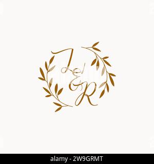 LR initial wedding monogram logo design Stock Vector