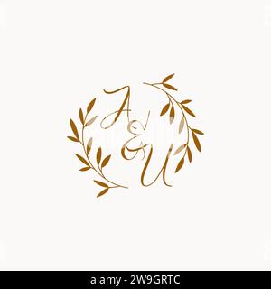 AU initial wedding monogram logo design Stock Vector