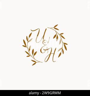 UH initial wedding monogram logo design Stock Vector