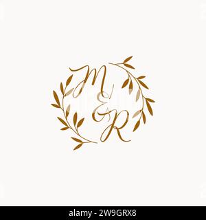 MR initial wedding monogram logo design Stock Vector
