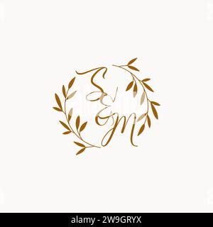 SM initial wedding monogram logo design Stock Vector