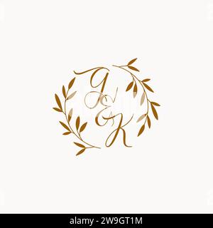 GK initial wedding monogram logo design Stock Vector