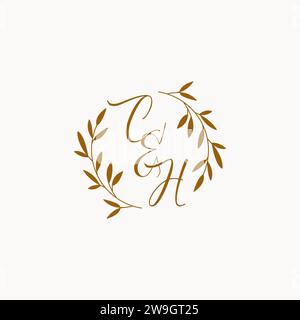 CH initial wedding monogram logo design Stock Vector