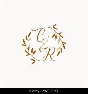 CR initial wedding monogram logo design Stock Vector