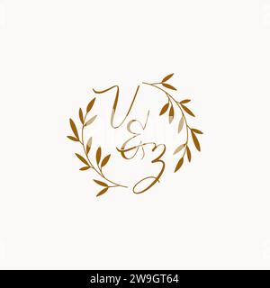 VZ initial wedding monogram logo design Stock Vector