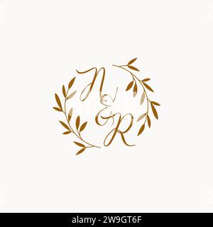 NR initial wedding monogram logo design Stock Vector