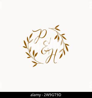 PH initial wedding monogram logo design Stock Vector