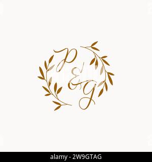 PG initial wedding monogram logo design Stock Vector