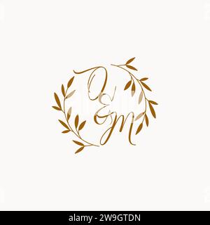 OM initial wedding monogram logo design Stock Vector
