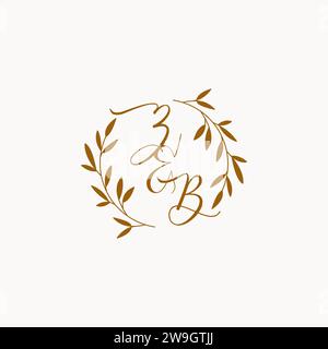 ZB initial wedding monogram logo design Stock Vector