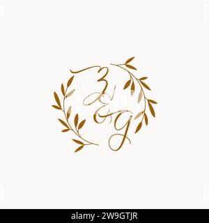 ZG initial wedding monogram logo design Stock Vector