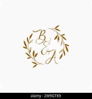 BA initial wedding monogram logo design Stock Vector