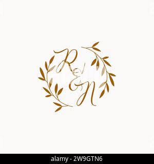 RN initial wedding monogram logo design Stock Vector