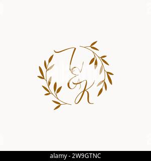 IK initial wedding monogram logo design Stock Vector