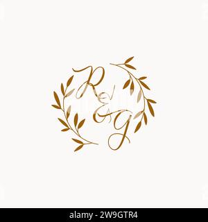 RG initial wedding monogram logo design Stock Vector