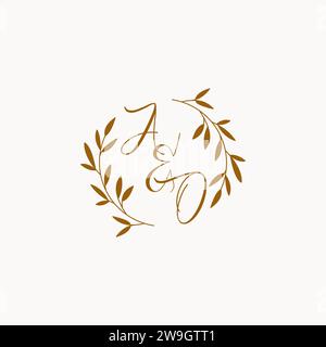 AO initial wedding monogram logo design Stock Vector