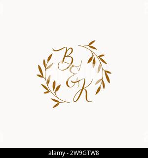 BK initial wedding monogram logo design Stock Vector