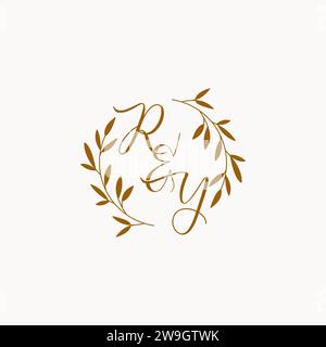 RY initial wedding monogram logo design Stock Vector
