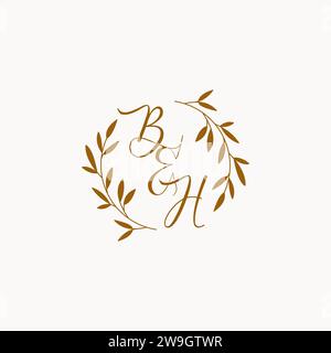 BH initial wedding monogram logo design Stock Vector