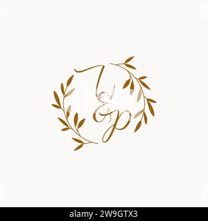 IP initial wedding monogram logo design Stock Vector