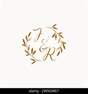 JR initial wedding monogram logo design Stock Vector