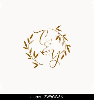 CY initial wedding monogram logo design Stock Vector
