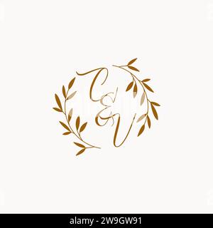 CV initial wedding monogram logo design Stock Vector