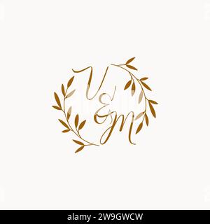 VM initial wedding monogram logo design Stock Vector