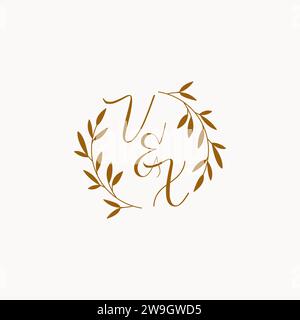 VX initial wedding monogram logo design Stock Vector