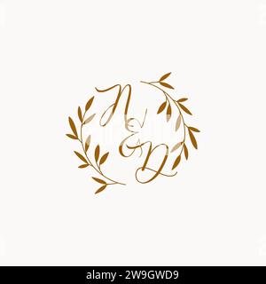 ND initial wedding monogram logo design Stock Vector