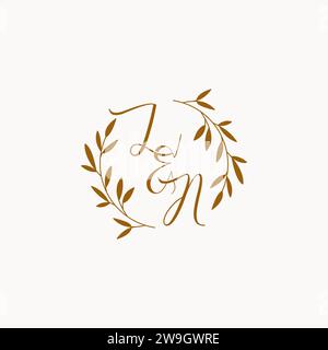 LN initial wedding monogram logo design Stock Vector