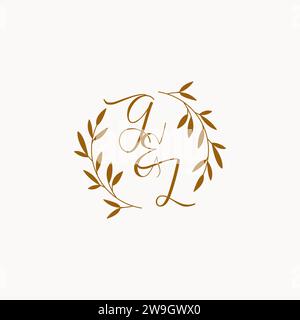 GL initial wedding monogram logo design Stock Vector