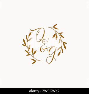 QG initial wedding monogram logo design Stock Vector