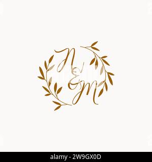 NM initial wedding monogram logo design Stock Vector