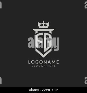 FG logo initial with shield shape design style vector graphic Stock ...