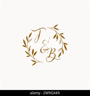 TB initial wedding monogram logo design Stock Vector