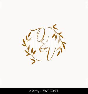 OV initial wedding monogram logo design Stock Vector
